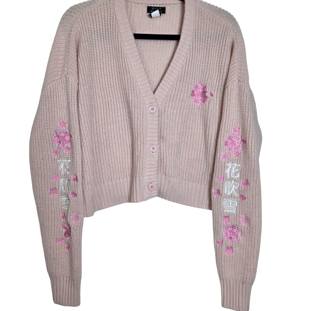 Sweet Society Cropped Cardigan Sweater‎ Floral Embroidered Kawaii Coquette